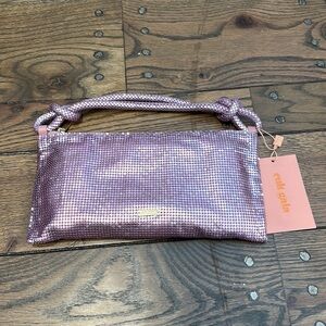 Cult Gaia Hera Nano Pink Chainmail Shoulder Bag Cameo